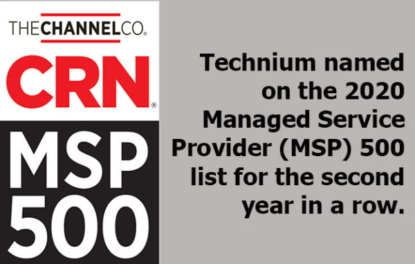 Technium Recognized on CRN’s 2020 MSP500 List (Second Year in a Row)